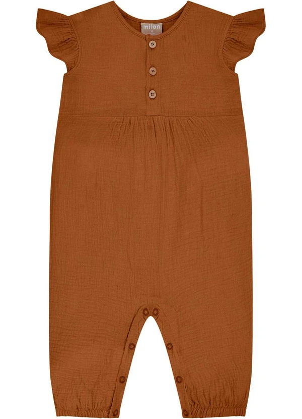 Milon - Macacão Bebê Menina Marrom