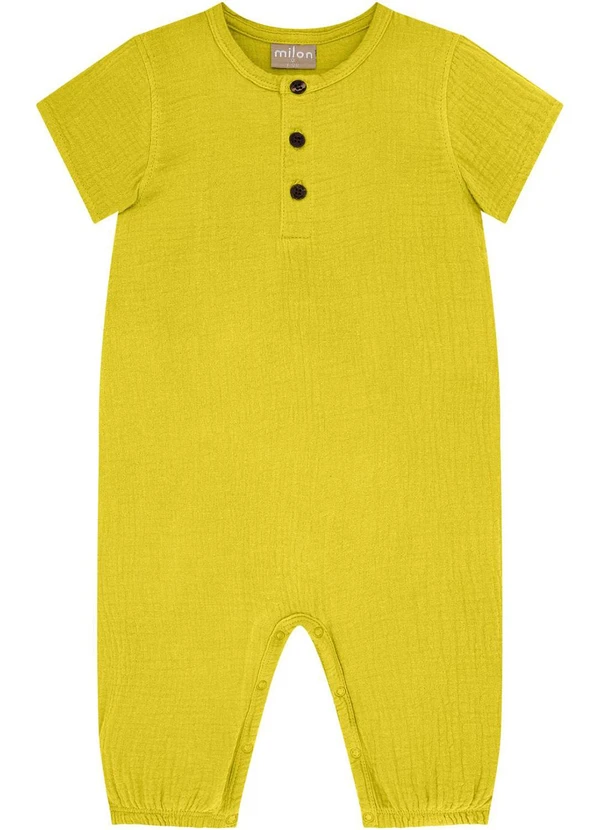 Milon - Macacão Bebê Menino Básico Amarelo