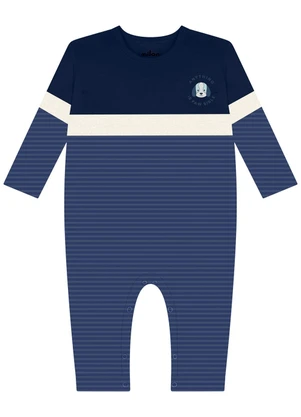 Milon - Macacão Bebê Menino Bordado Azul - MILON