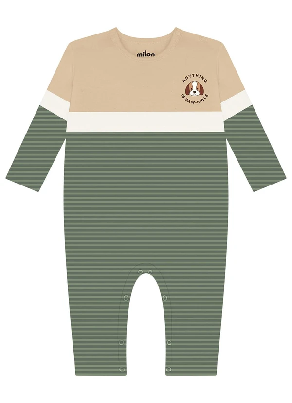 Milon - Macação Bebê Menino Bordado Verde