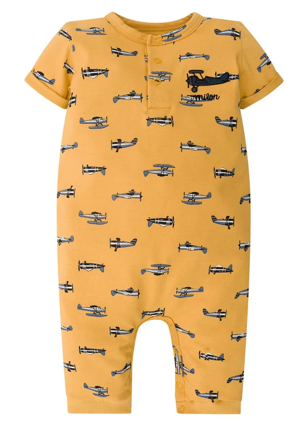 Milon - Macacão Bebê Menino Estampa Amarelo