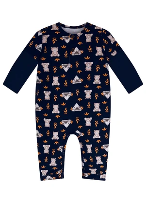 Milon - Macacão Bebê Menino Estampa Azul Marinho - MILON