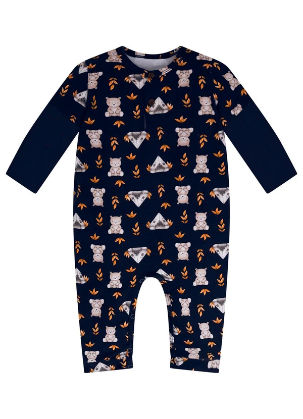 Milon - Macacão Bebê Menino Estampa Azul Marinho