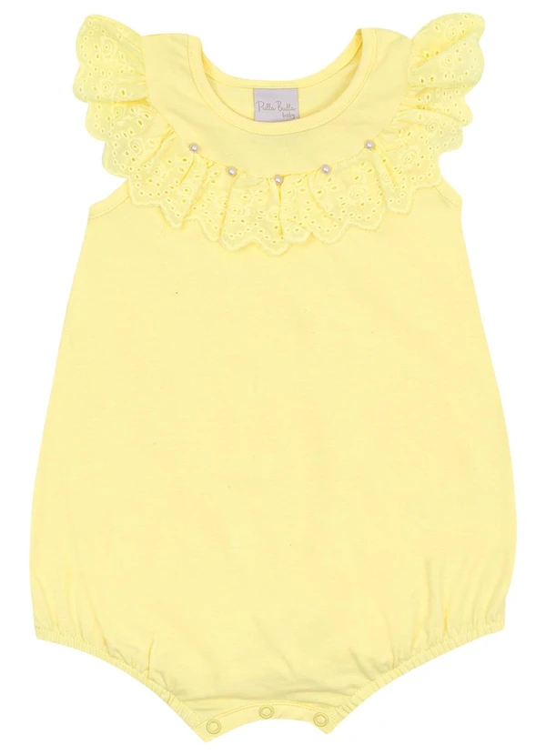 Pulla Bulla - Macacao Cotton Leve Trabalhado Amarelo