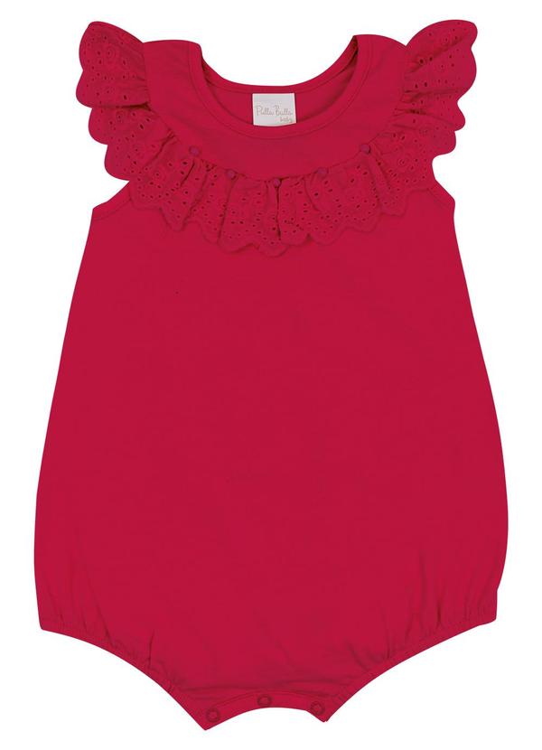 Pulla Bulla - Macacao Cotton Leve Trabalhado Vermelho