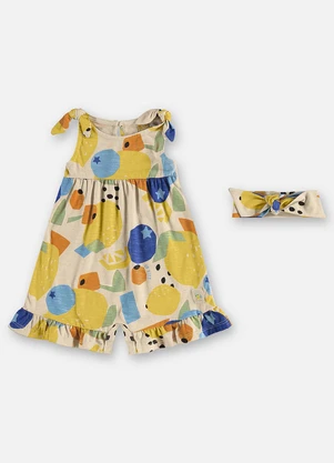 Up Baby - Macacão e Faixa Bebê Menina Bege - UP BABY