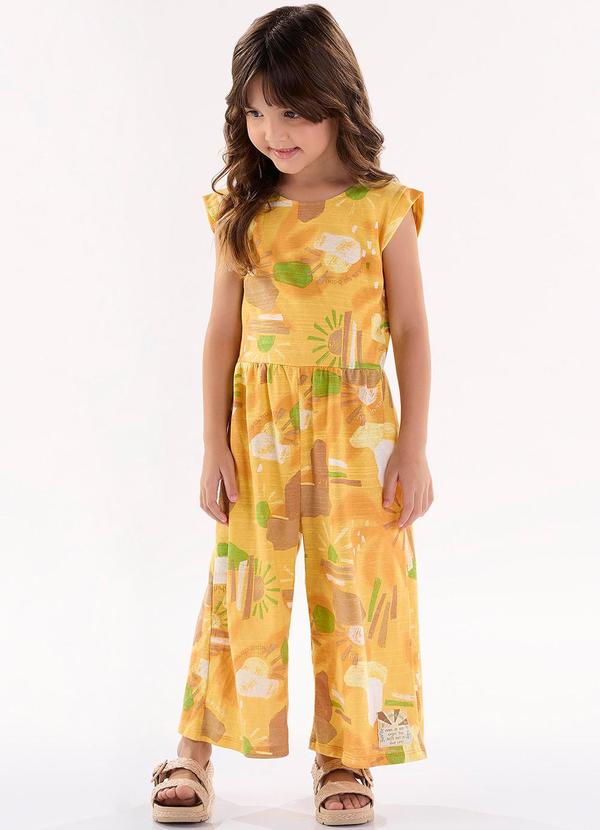 Up Baby - Macacão em Meia Malha Flamê Amarelo