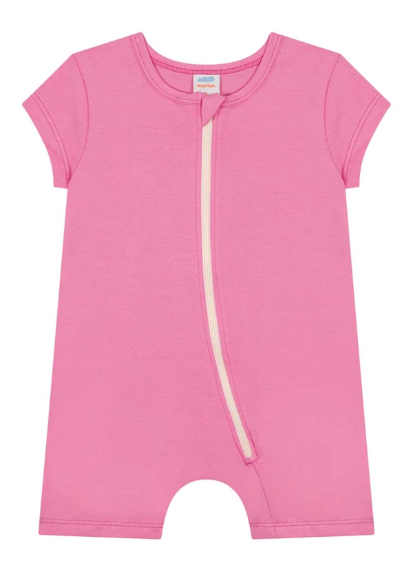 Marlan - Macacão em Meia Malha Penteada Rosa