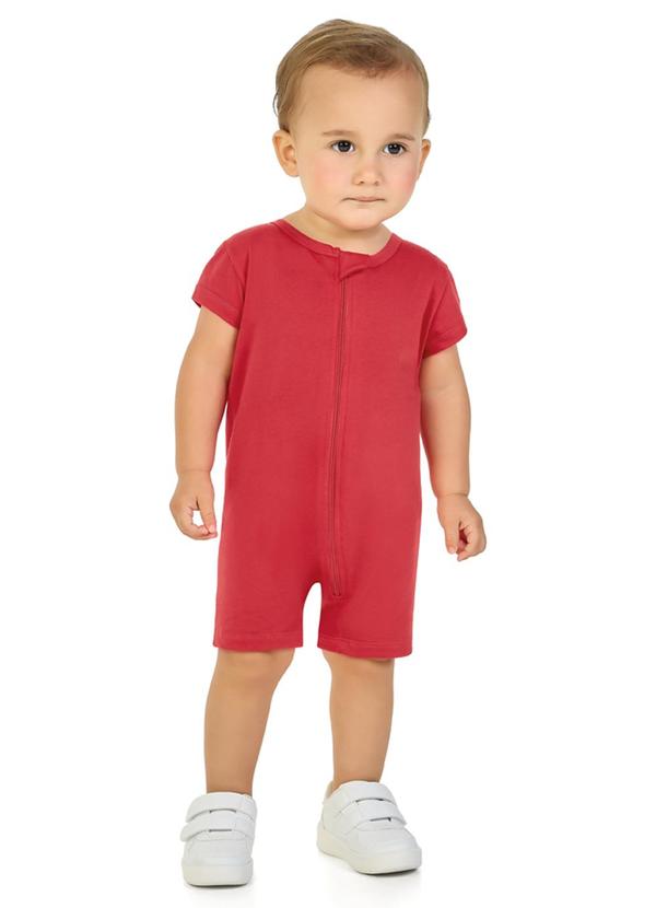 Marlan - Macacão em Meia Malha Penteada Vermelho