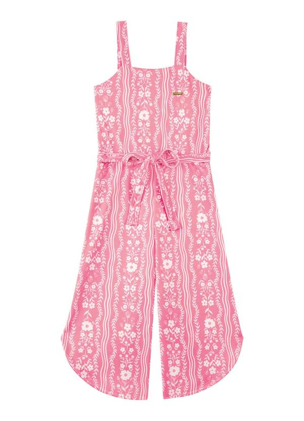 Marlan - Macacão em Newtech Ritmo Floral Rosa