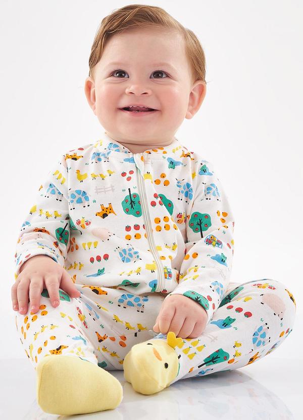 Up Baby - Macacão em Suedine Unissex Bebê Branco