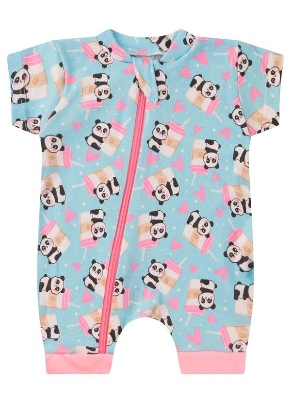 Rovitex - Macacao Infantial Suedine Estampado Azul