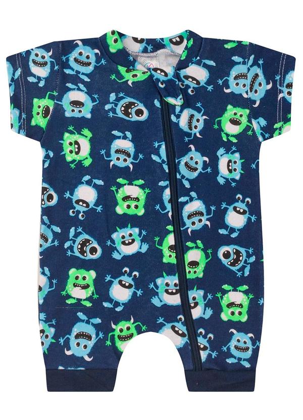 Rovitex - Macacao Infantial Suedine Estampado Azul