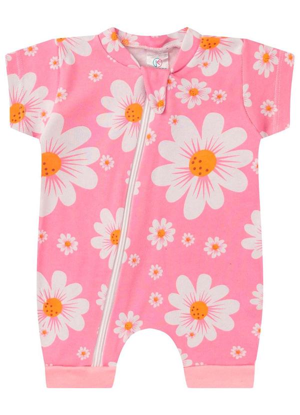 Rovitex - Macacao Infantial Suedine Estampado Rosa
