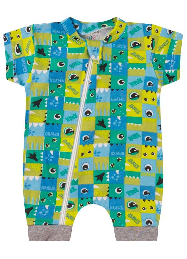 Rovitex - Macacao Infantial Suedine Estampado Verde