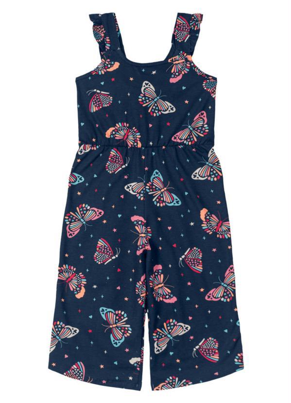 Brandili - Macacão Infantil Menina Borboletas Azul