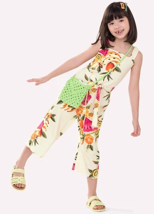 Nanai - Macacão Infantil Menina Frutas Bege - NANAI