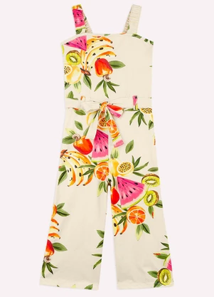 Nanai - Macacão Infantil Menina Frutas Bege - NANAI