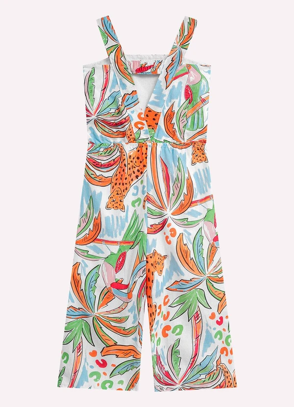 Nanai - Macacão Infantil Menina Pantacourt Branco 4