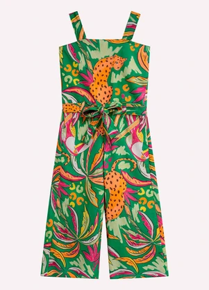 Nanai - Macacão Infantil Menina Pantacourt Verde - NANAI