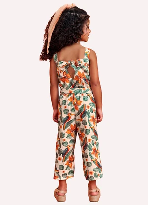 Nanai - Macação Infantil Menina Tropical Bege - NANAI