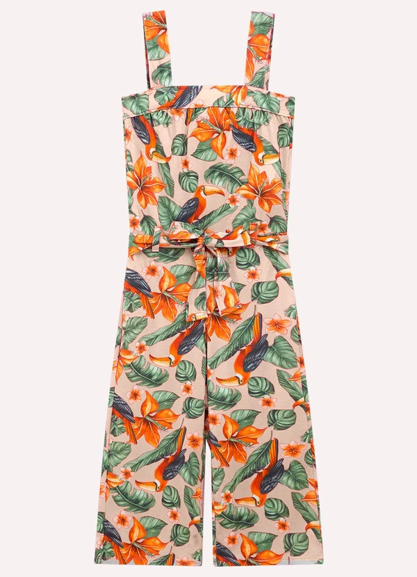 Nanai - Macação Infantil Menina Tropical Bege 3