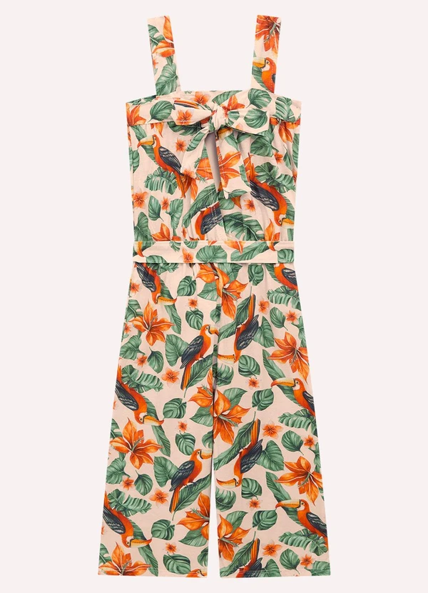 Nanai - Macação Infantil Menina Tropical Bege 4