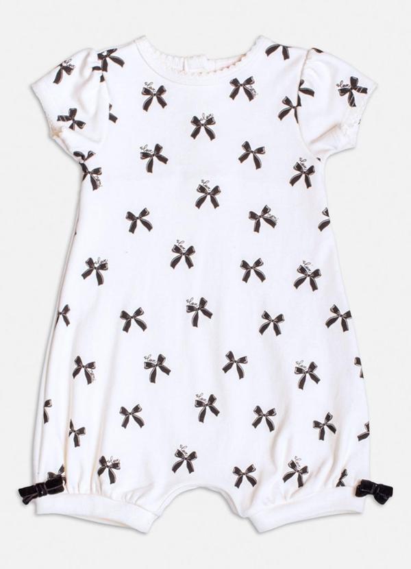 Momi - Macacão Manga Curta com Lacinhos Off White
