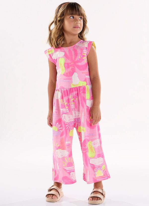 Up Baby - Macacão Menina em Meia Malha Flamê Rosa