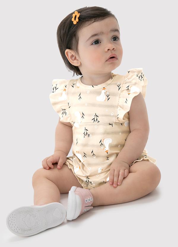 Malwee Kids - Macaquinho Areia Patos com Babado Menina