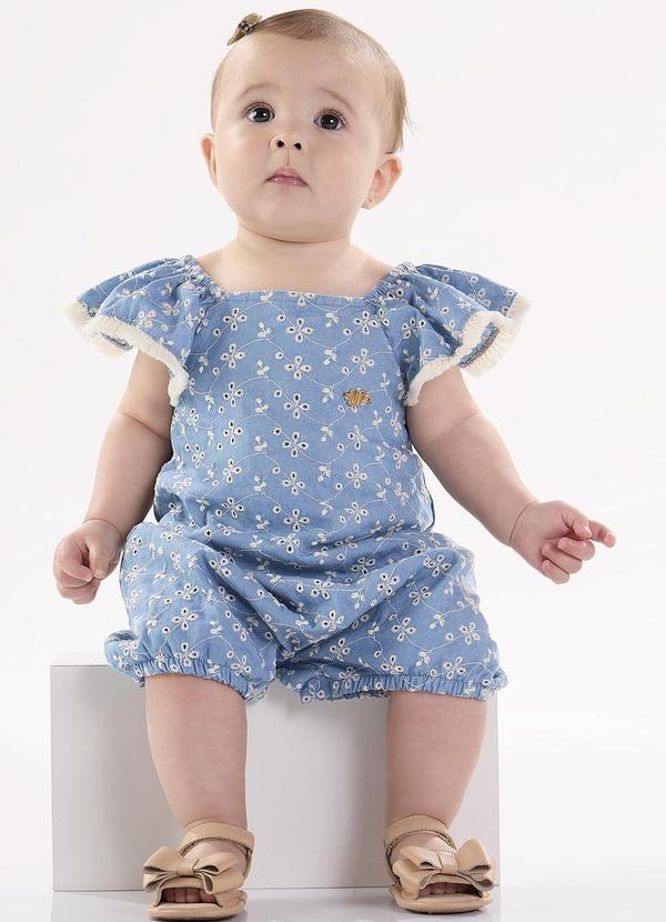 Up Baby - Macaquinho Banho de Sol Bebê Menina Azul