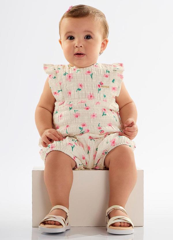 Up Baby - Macaquinho Banho de Sol Bebê Menina Branco