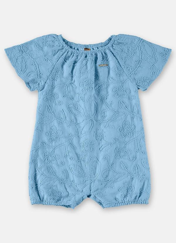 Up Baby - Macaquinho Banho de Sol Evasê em Laise Azul