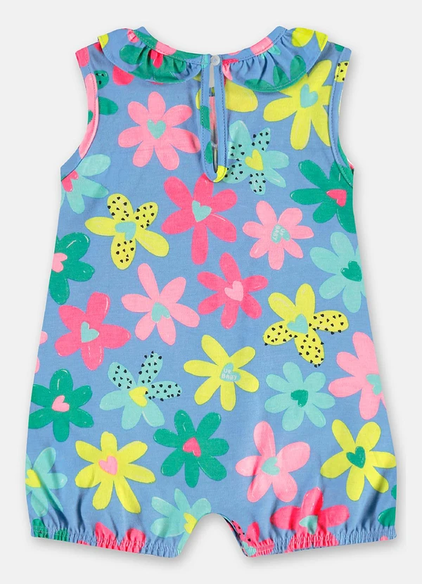 Up Baby - Macaquinho Bebê em Algodão Floral Azul 3