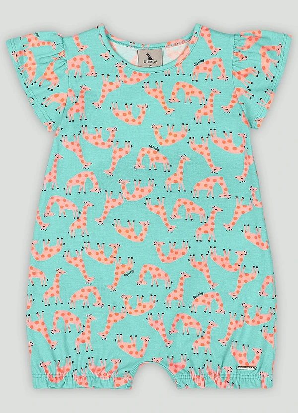Quimby - Macaquinho Bebê em Cotton Girafa Quimby Azul
