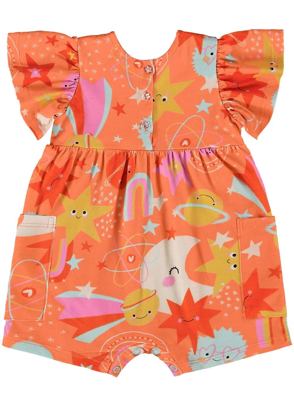 Três e Já - Macaquinho Bebê em Meia Malha Laranja 2