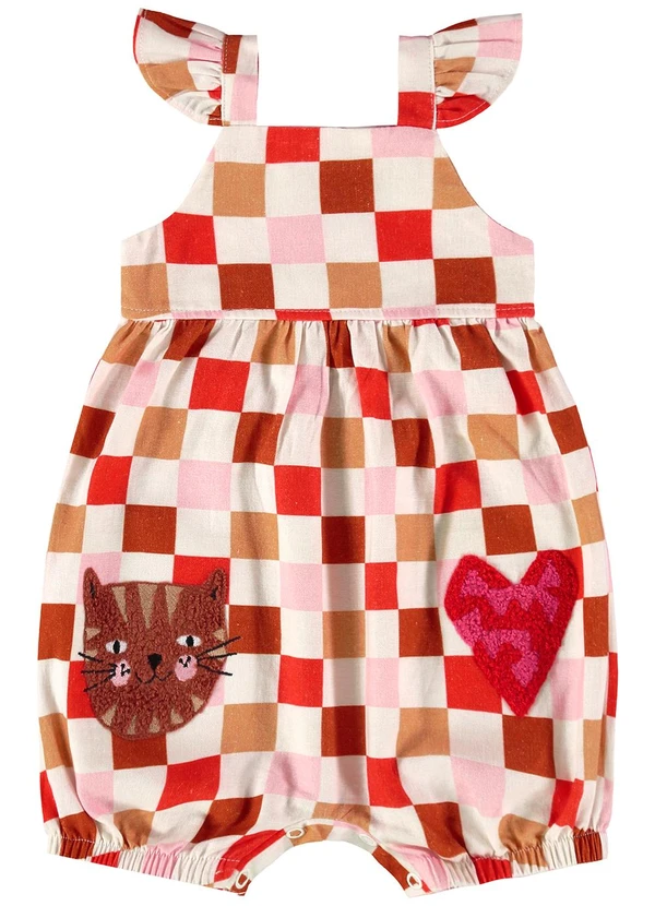 Três e Já - Macaquinho Bebê em Viscolinho Bege 2