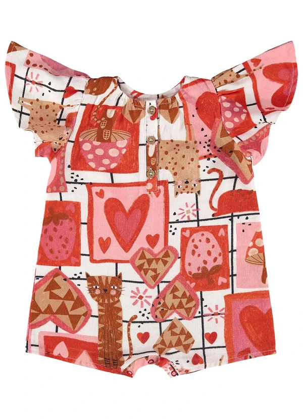 Três e Já - Macaquinho Bebê em Viscolinho Bege 2