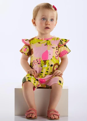 Up Baby - Macaquinho Bebê Menina Amarelo - UP BABY