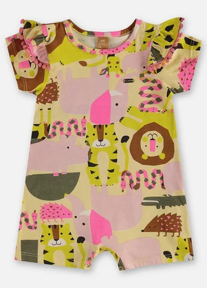 Up Baby - Macaquinho Bebê Menina Amarelo - UP BABY