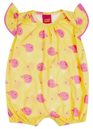 Kyly - Macaquinho Bebê Menina Baleias Amarelo - KYLY