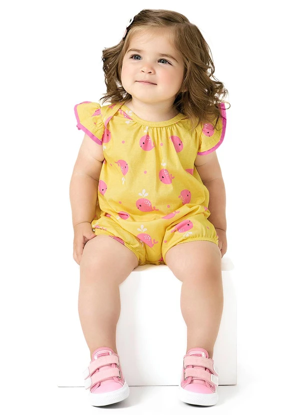 Kyly - Macaquinho Bebê Menina Baleias Amarelo