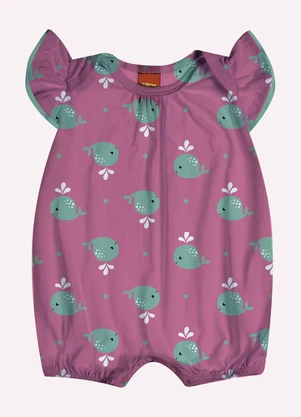 Kyly - Macaquinho Bebê Menina Baleias Rosa - KYLY