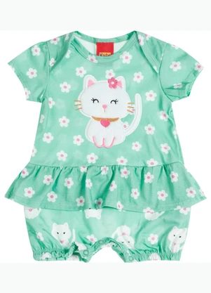 Kyly - Macaquinho Bebê Menina Bordado Verde - KYLY