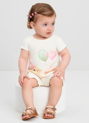 Macaquinho Bebê Menina com Strass Quimby Branco - QUIMBY