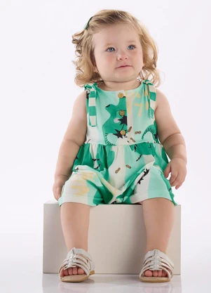 Macaquinho Bebê Menina em Algodão Três e Já Branco - TRÊS E JÁ