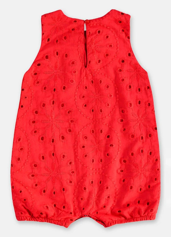 Up Baby - Macaquinho Bebê Menina em Laise Up Baby Vermelho 3