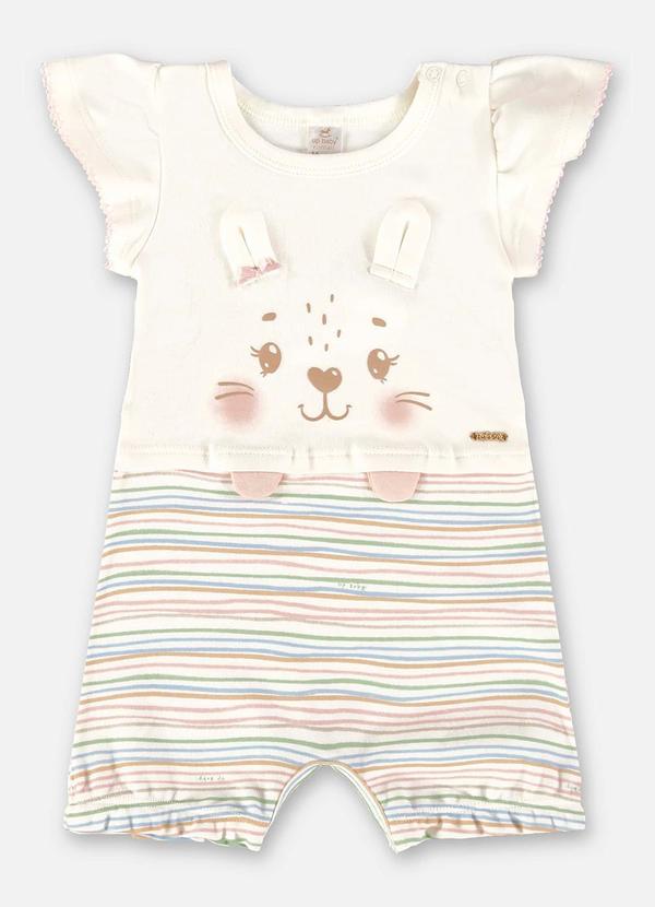 Up Baby - Macaquinho Bebê Menina em Suedine Bege