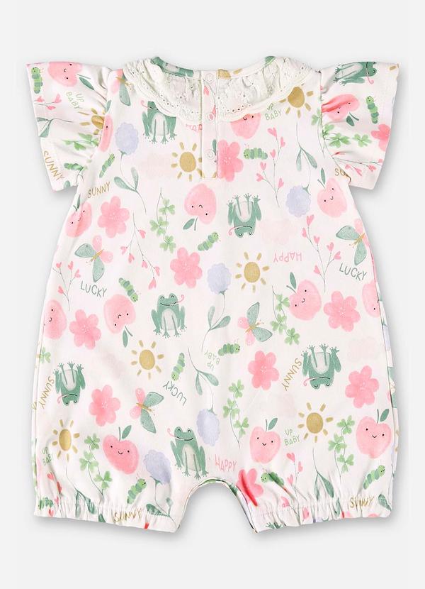 Up Baby - Macaquinho Bebê Menina em Suedine Branco 3