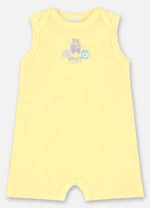 Macaquinho Bebê Menina em Suedine Up Baby Amarelo - UP BABY